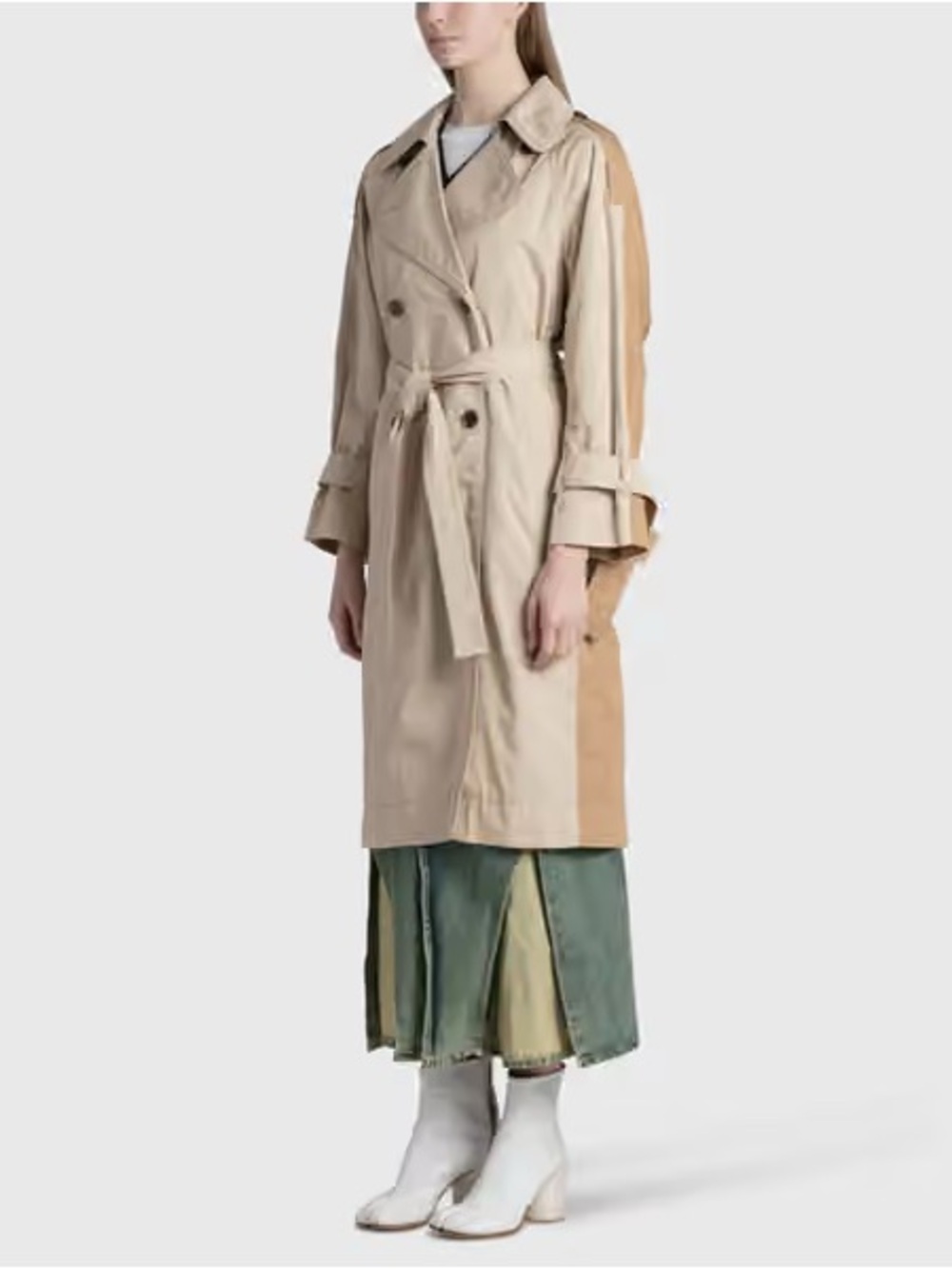 Acne Studios cotton trench coat two-tone beige design belted waist Size 34 US 2